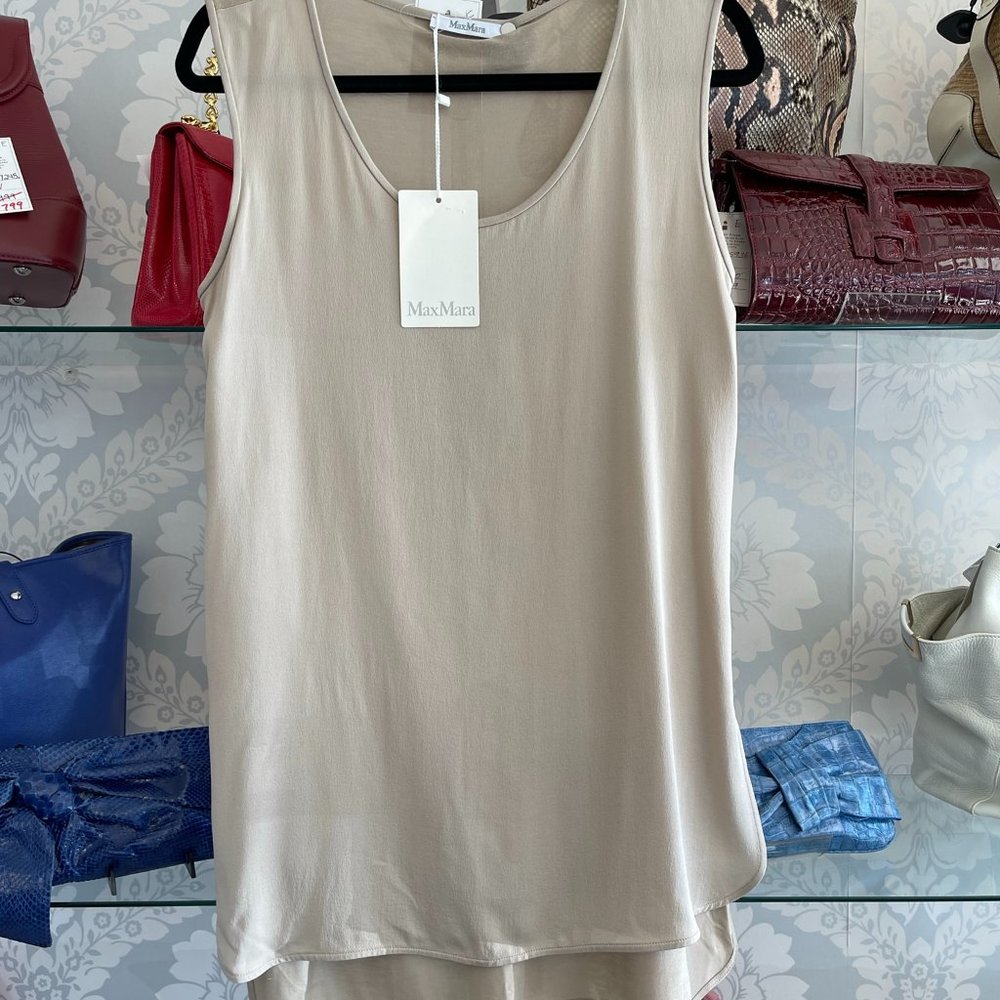 MAX MARA Beige Sleeveless Silk Blouse/Top Style# 19460843